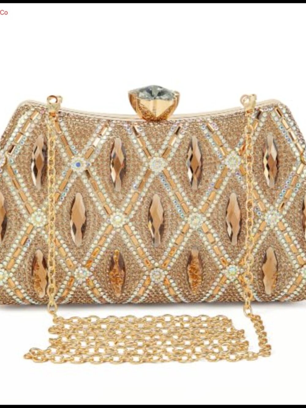 Rhinestone Sequin Evening Clutch with Chain Strap Formal Party Bag